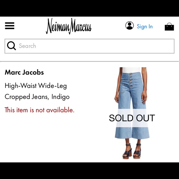 Marc Jacobs High-Waist Wide-Leg Cropped Jeans Size 31 - Picture 4 of 8